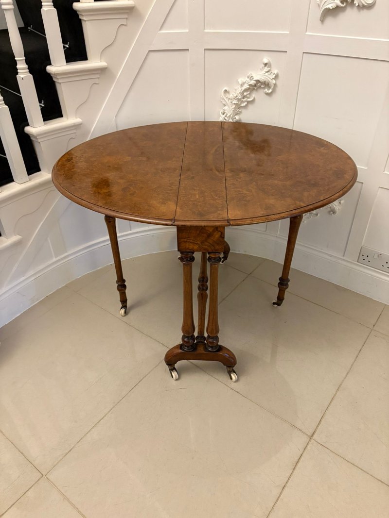 Outstanding Quality Antique Victorian Burr Walnut Sutherland Table - Image 3